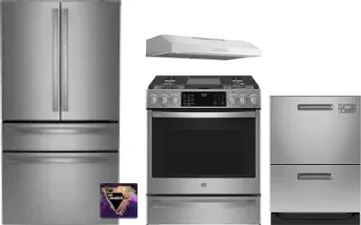 4 Piece Package Includes Refrigerator, Range, Hood And Dishwasher